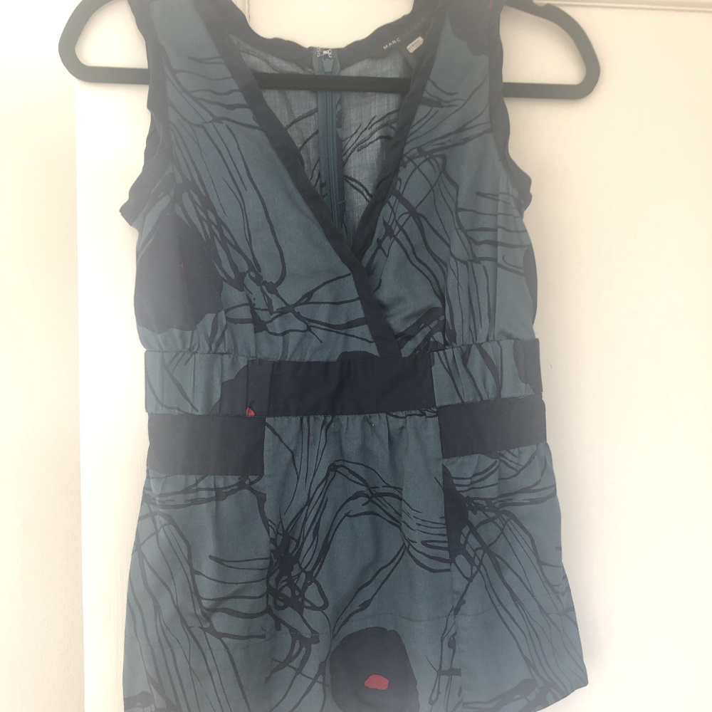Marc Jacobs Dark Green and Blue Floral Blouse